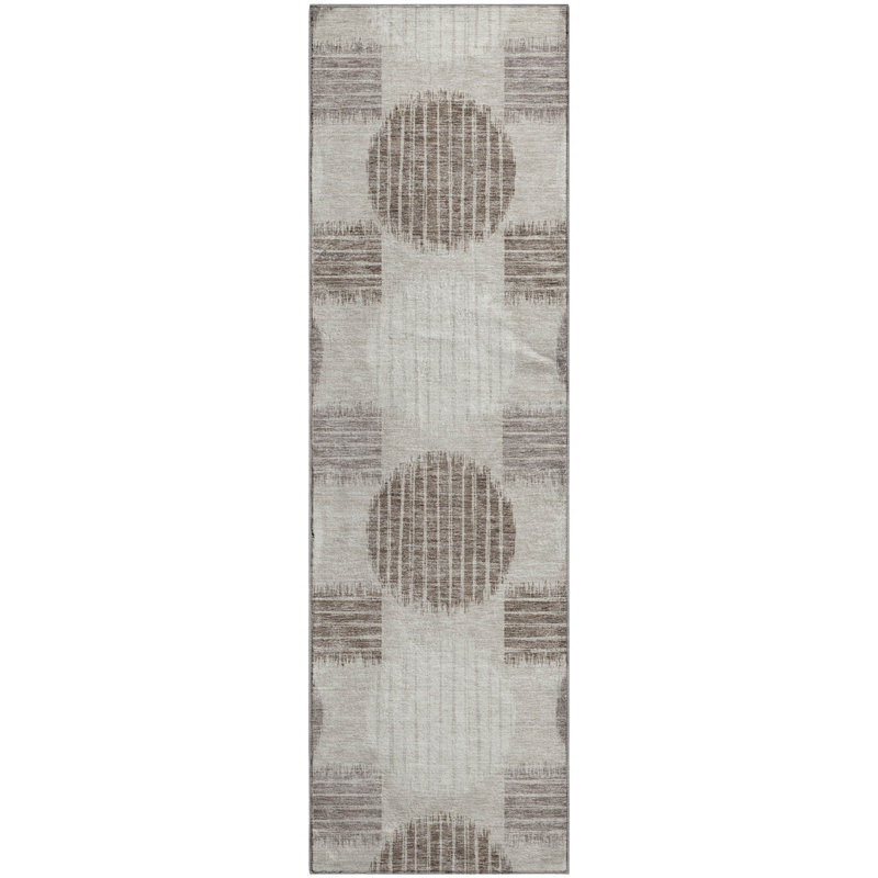 Premium Machine Washable Prisco Beige Rug, Runner 2'3" x 7'6"