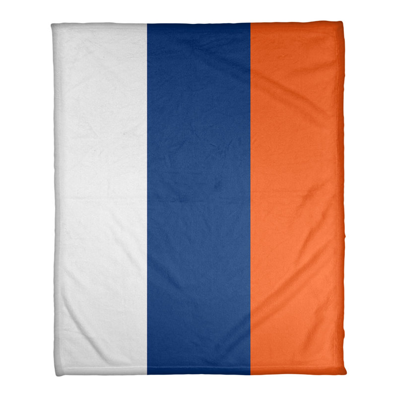 Quilted Throw Blanket, New York, 30" W x 40" L, White/Blue/Orange