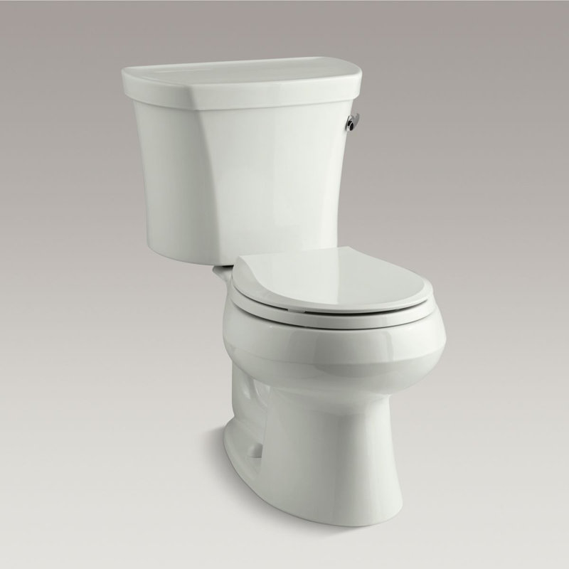 Wellworth 1.28 GPF (Water Efficient) Round Two-Piece Toilet  (Seat Not Included), Dune, Right-Hand