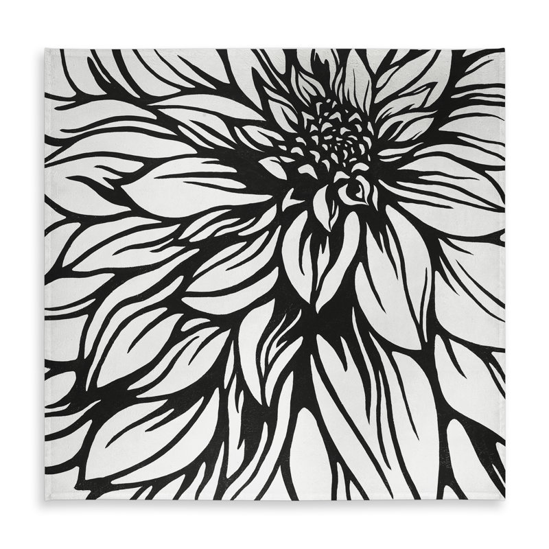 Dahlia Flower Outline Tablecloth - White Flowers for Home Decor