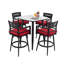 Ensemble de bar d'extérieur moderne 5 pièces, noir Ember avec table inspirée du marbre et 4 chaises pivotantes, coussin Sunbrella-231892304