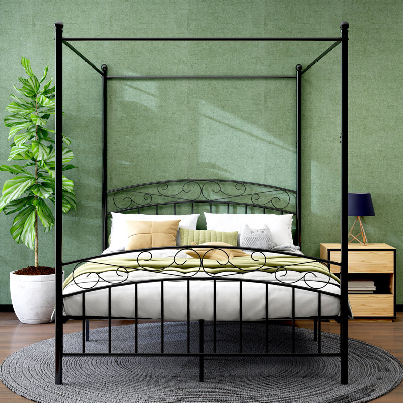 Canopy Platform Bed, Black, Queen