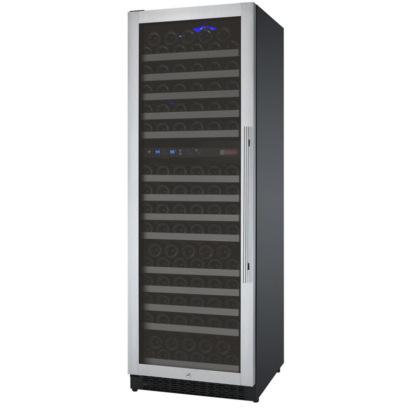 Allavino Dual Zone 23.5'' 172 Bottle Wine Refrigerator, Stainless Steel/Black, Left