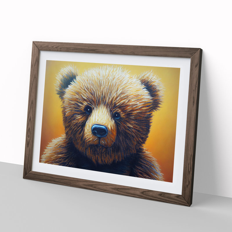 Mind Blowing Teddy Bear - Framed Print, 46cm H x 64cm W, Walnut Framed