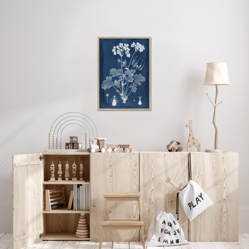 Botanical In Indigo III by Vision Studio - Painting on Canvas, 50cm H x 34cm W, Natural Wood Framed Paper Print