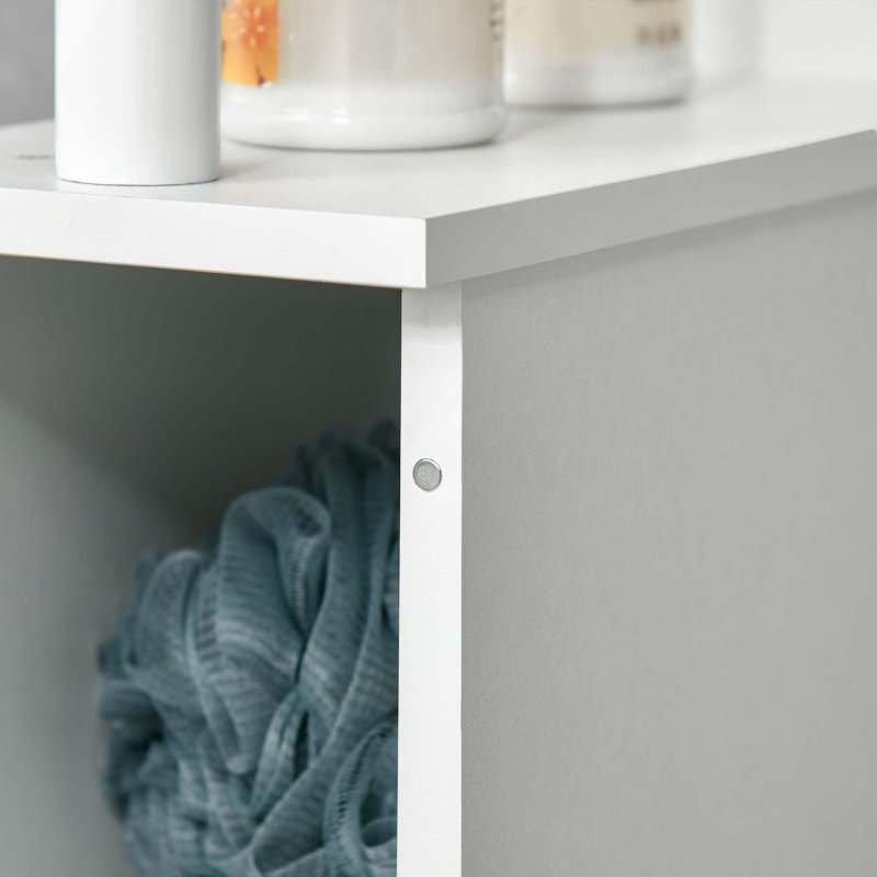 Freestanding Tall Bathroom Linen Tower Storage Cabinet With 2 Open Shelves And 2 Door For Added Storage And Utilizing Unused Spaces