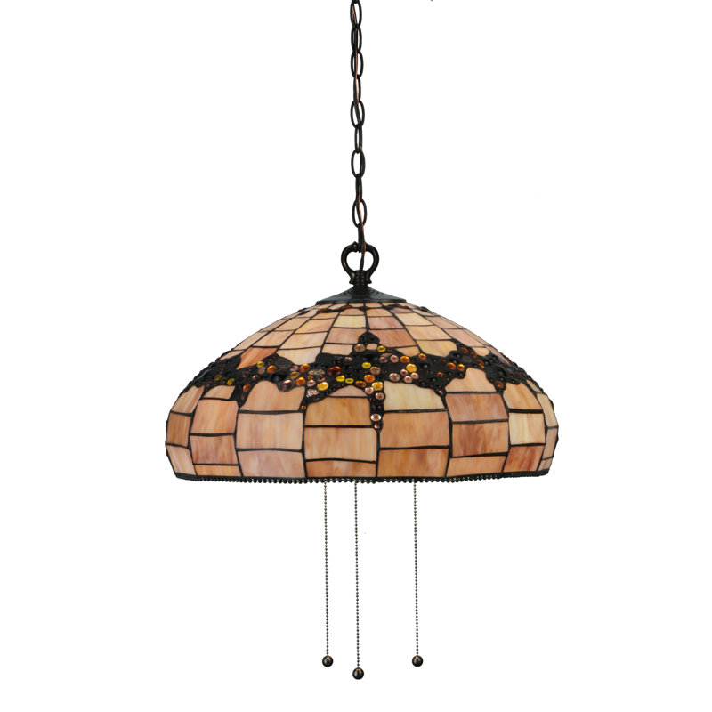 Lustre en forme de dôme unique à 3 lumières avec accents perlés