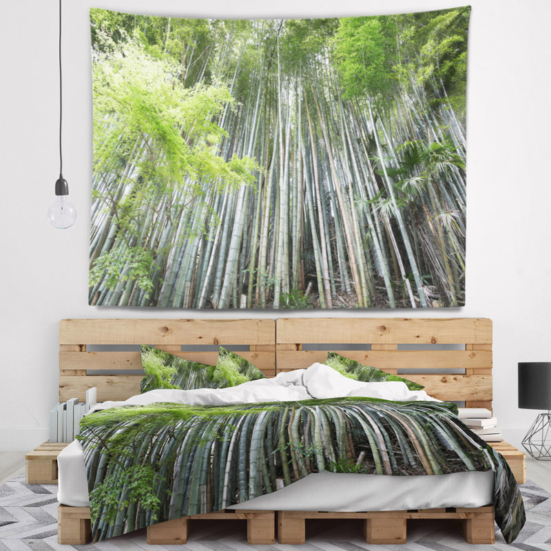 Tapisserie forêt dense de forêt de bambous du Japon, H 50 po x l 60 po