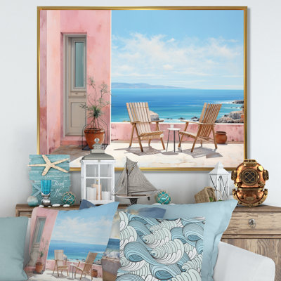 Impression sur toile encadrée «Coastalminimalisme Coastal Elegance Pointillism II»