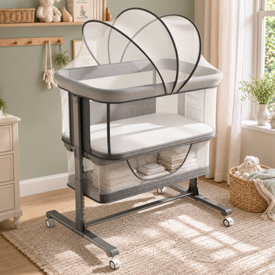 3-in-1 Convertible Baby Bassinet Bedside Sleeper with Adjustable Height and Wheels