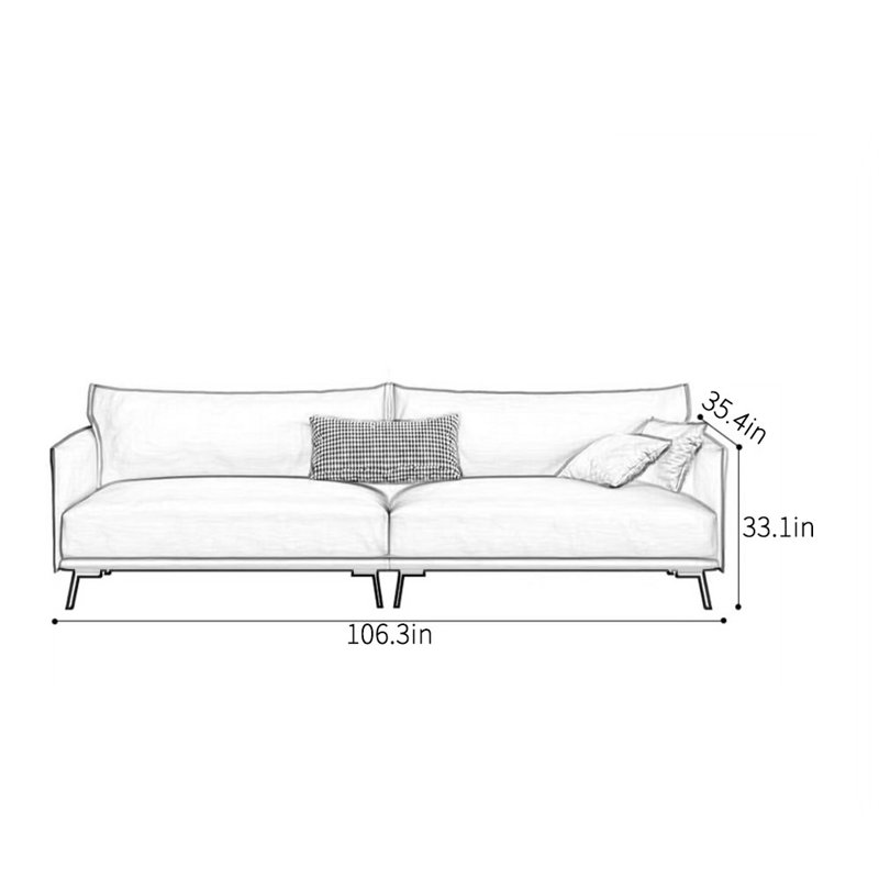 Canapé simple et moderne de style italien, 4, H 33,1 po x l 106,3 po x P 35,4 po