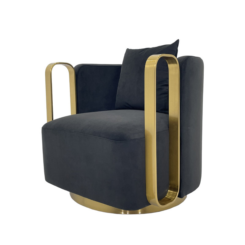 Accent Chair With Fabric Cushion, Black Velvet