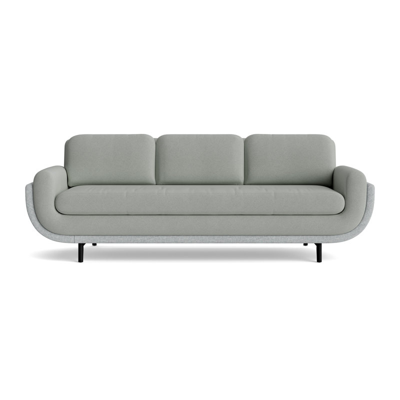Regatta 100 Sofa, Boucle-Mineral Green/Textured Slub Weave-Sky Blue, Black