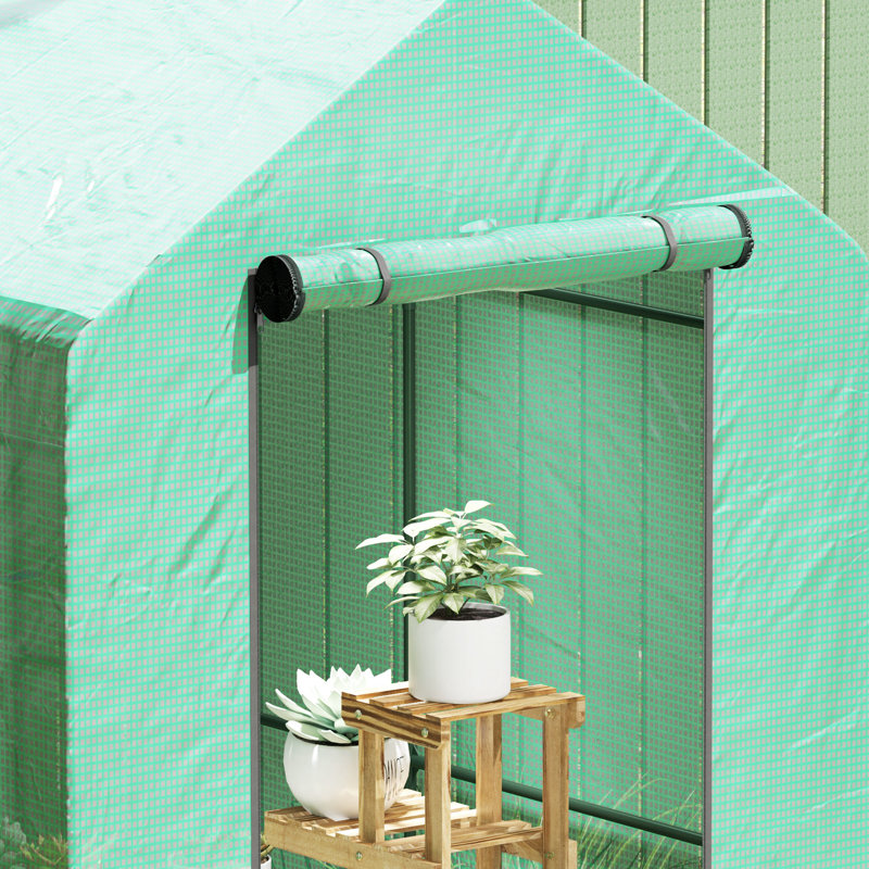 Walk-in Greenhouse 2 Tier 4 Shelves for Outdoor 6 x 4 x 6ft Green