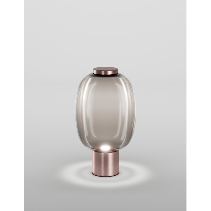 Riflesso Table Lamp 1 Amber Transparent Matt Copper 2 L2405 Ul, 18" H x 11" W x 11" D, Smoky Transparent