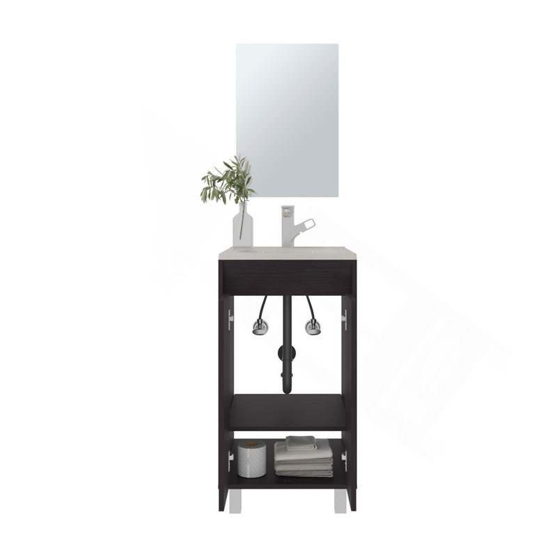 Armoire de salle de bain à miroir Brady, avec deux portes, deux tablettes, noir