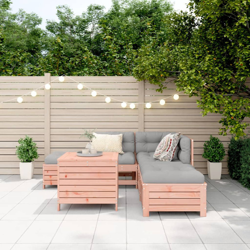  6 Piece Garden Sofa Set Solid Wood Douglas Fir