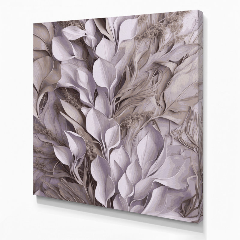 Abstrait floral 19, art mural sur toile grise, H 16 po x l 16 po
