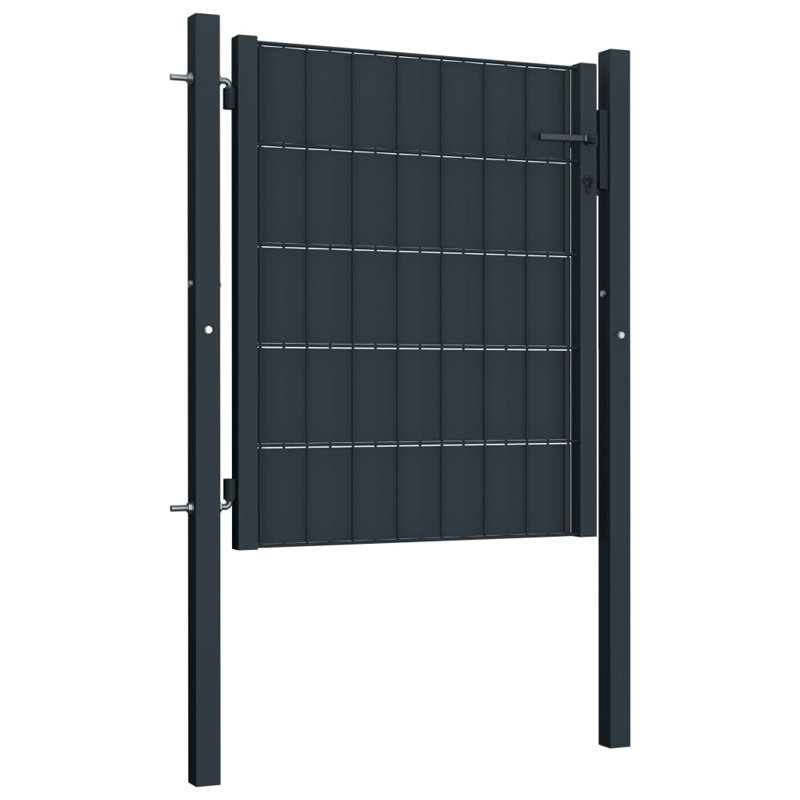 Fence Gate PVC and Steel 100x131 cm Anthracite