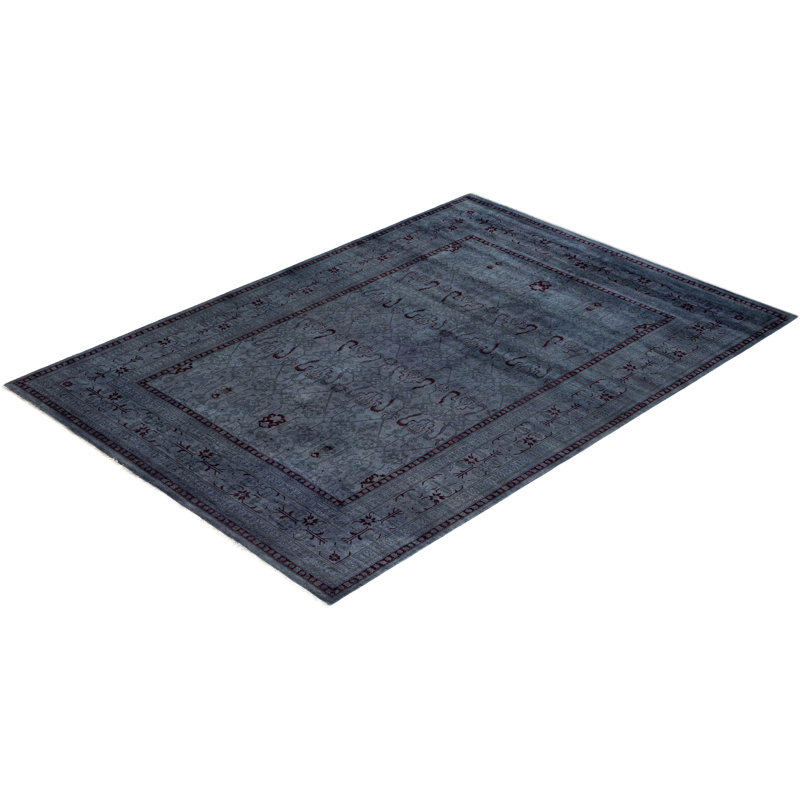 Izat One-of-a-Kind 6' 2" X 9' 1" New Age Wool Area Rug Grey