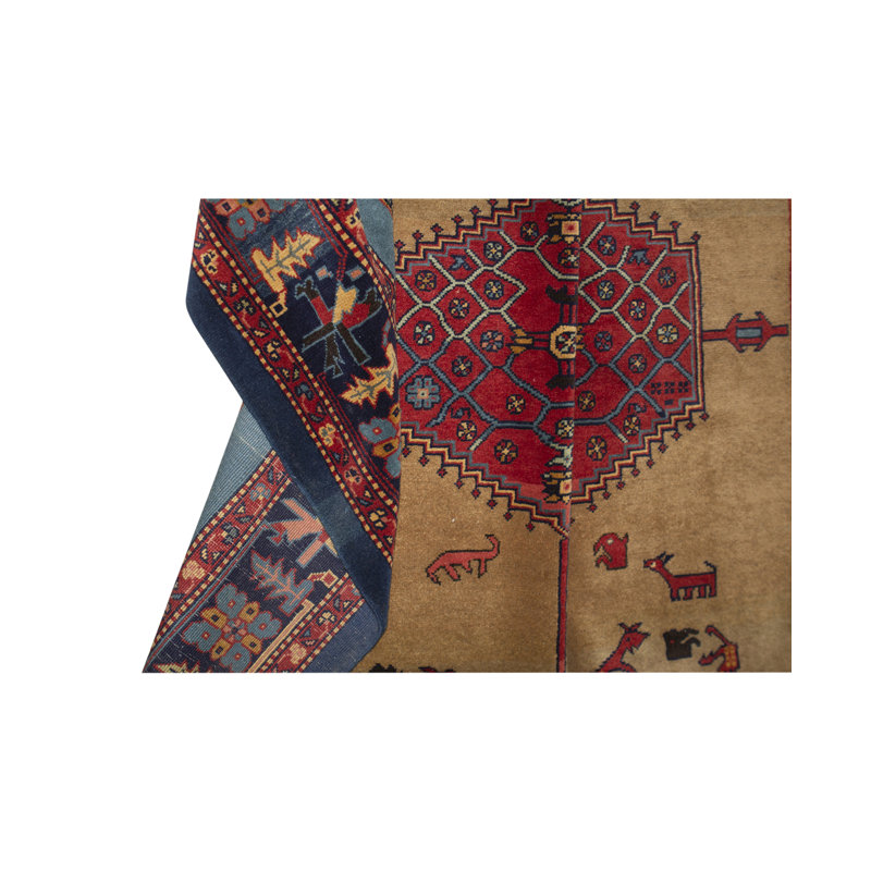 Hand-Knotted High-Quality Red and Blue Area Rug