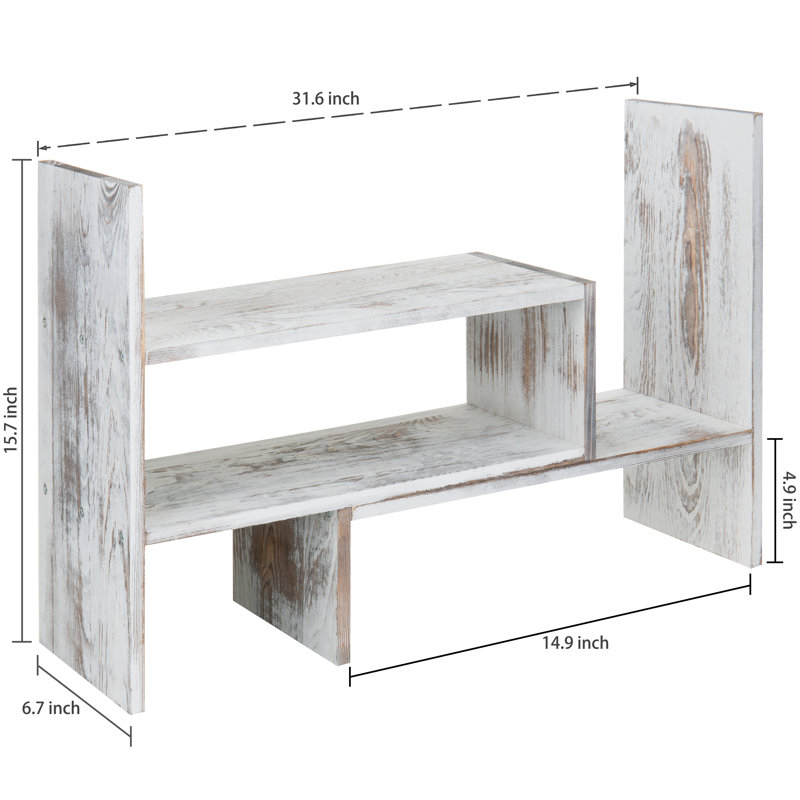 Cassidee Solid Wood Adjustable Desk Organizer, White