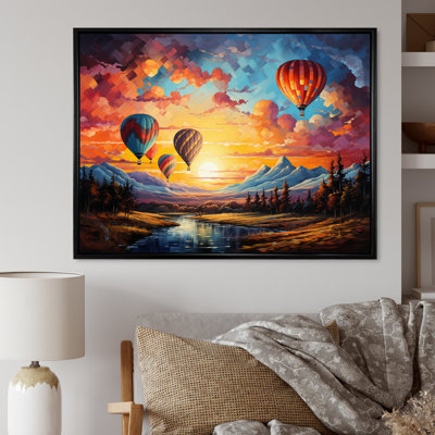 Yellow Hot Air Ballon III - Hot Air Balloon Wall Art Living Room