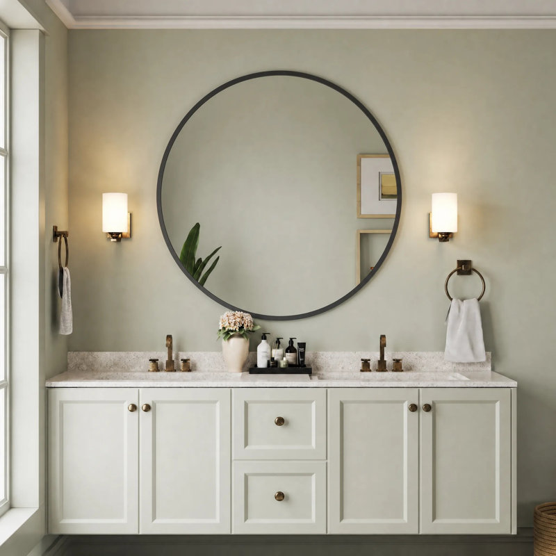 Miroir d'appoint pour salle de bain avec cadre en alliage d'aluminium antirouille, 40 po x 40 po, Noir