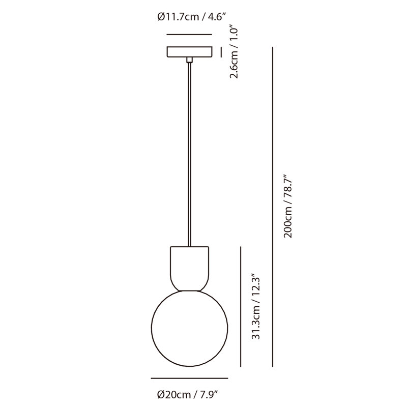 Castle GLO 1 - Light LED Pendant, 78.7" H x 7.9" W x 7.9" D