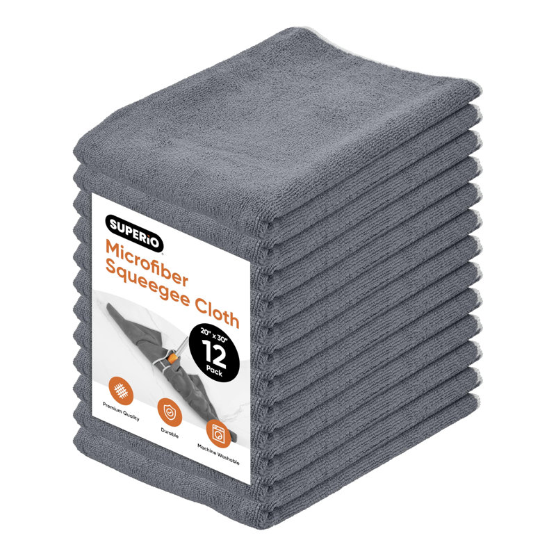 Superio Microfiber Squeegee Mopping Towel Extra Large Miracle Cloth 20 x 30 Streak Free Microfiber Floor Cloth-Rag for Cleaning House, Kitchen, Bathroom-Scratch Free, 12 Pack