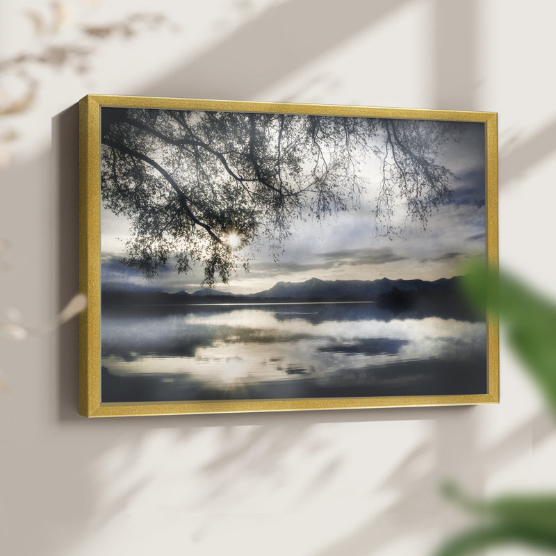 Staffelsee Lake -Framed Print - Restickable, 11" H x 14" W, Gold