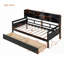 Lit de jour simple avec support en lattes de bois, tablettes latérales et amp; 2 tiroirs - Espresso (aucun sommier requis, cadre robuste)-1437715150-1437715144