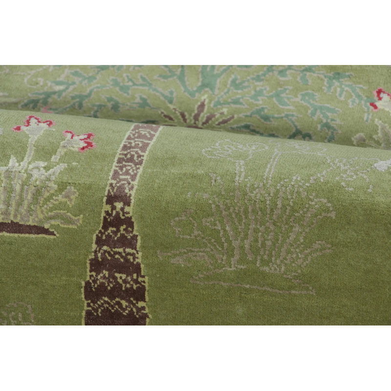 Modern Handmade Silk and Wool Area Rug