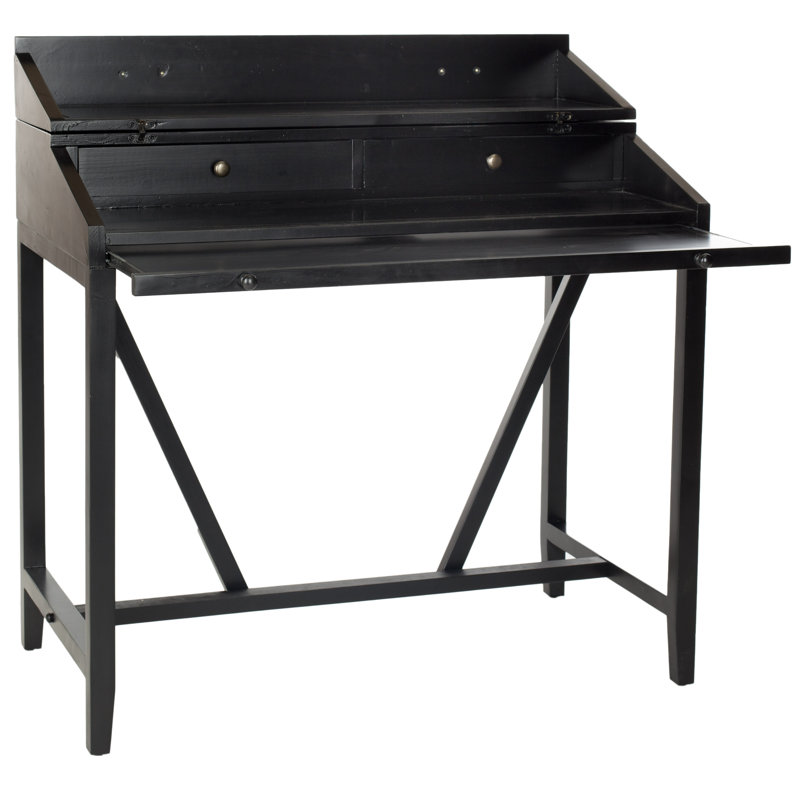 Muirfield Solid Wood Solid Wood Writing Desk, Black