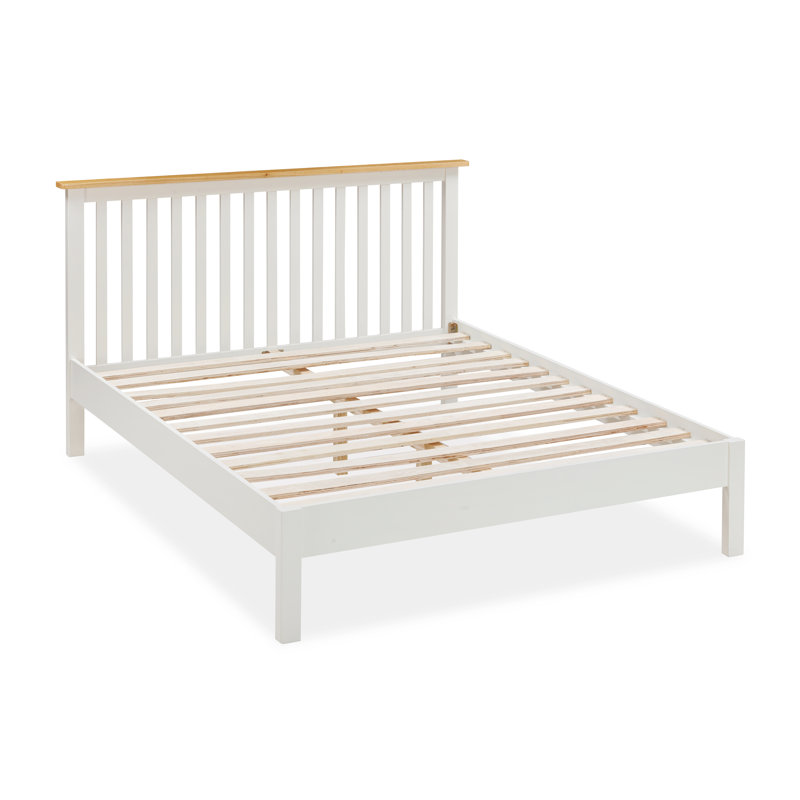 Darwin Solid Wood Bed, White/Brown, Kingsize (5')