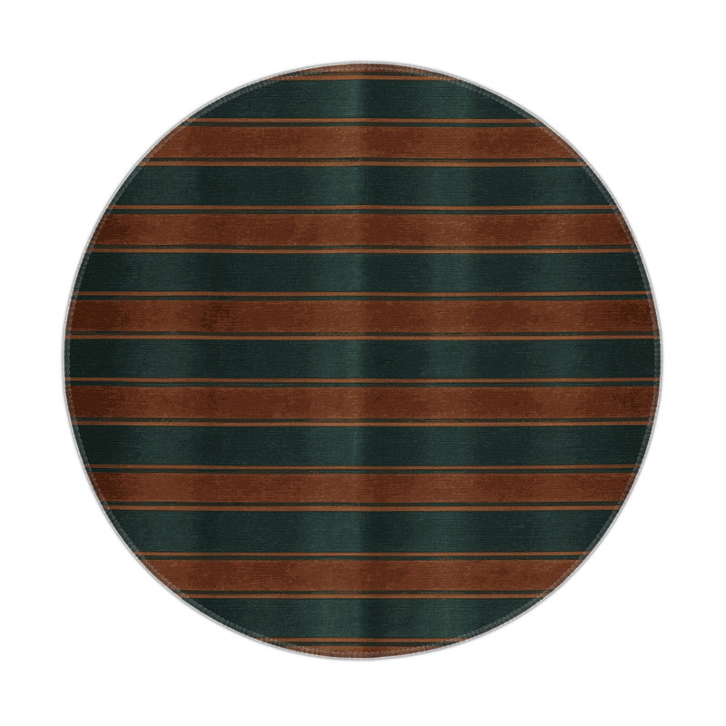 Tapis intérieur / extérieur vert HorizontalStripes, Rond 5 pi