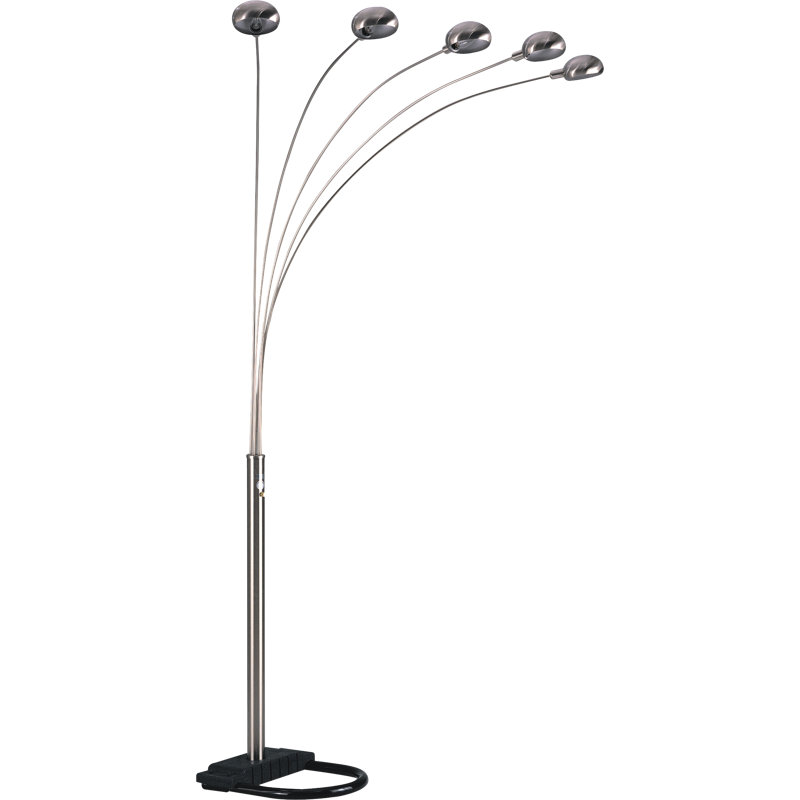 Silver 5-Head Adjustable Cap Style Floor Lamp | Gift Idea, Silver, Brushed, Dimmer
