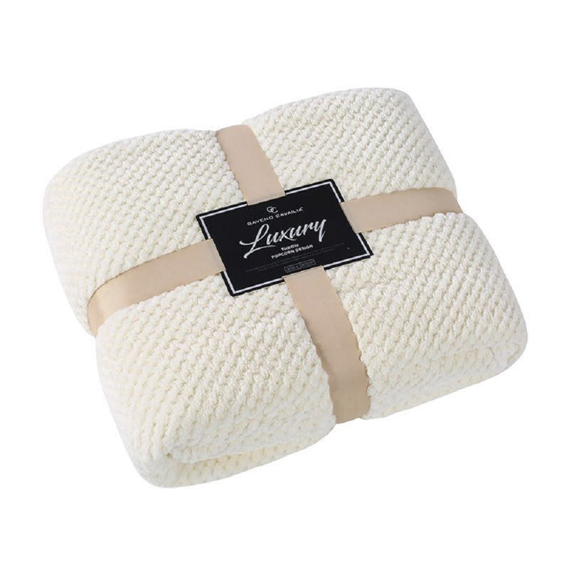 Teddy Popcorn Waffle Throw Blanket Soft Warm Cosy Lightweight Waffle Decorative Blanket for Sofa Couch Bed Bedroom Living Room