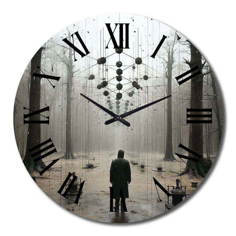 Mystère forêt sombre - horloge murale paysage abstrait, Grand