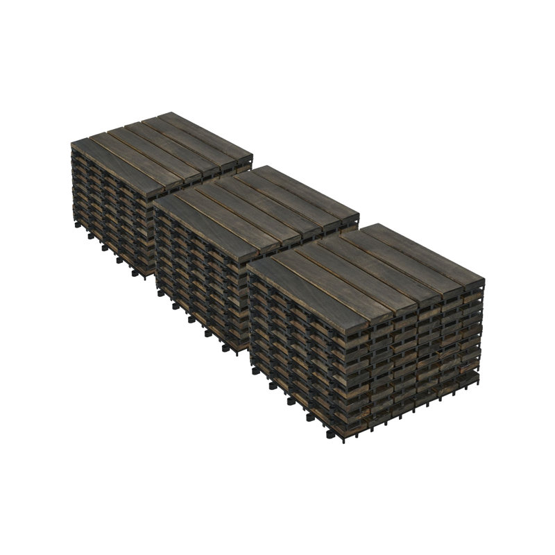 Carreau de terrasse en bois franc d'acacia emboîtable 12 po x 12 po (ensemble de 30)