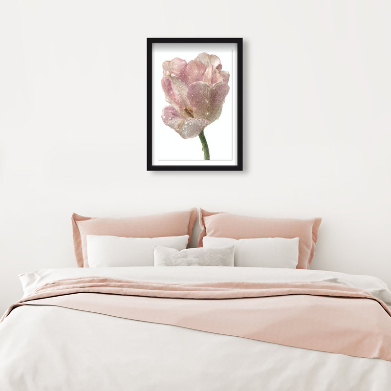 Droplet Tulip II Shadowbox Floral & Botanical Print by Oliver Gal, Black Frame, 10 x 15, 17.5"H x 25.5"W, Black Shadowbox