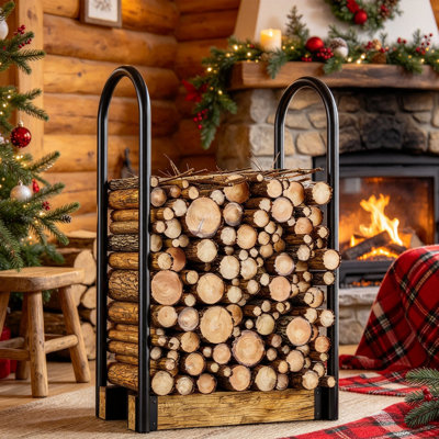 Adjustable Firewood Rack with 2000 Lb Capacity, Indoor Outdoor Log Holder Storage