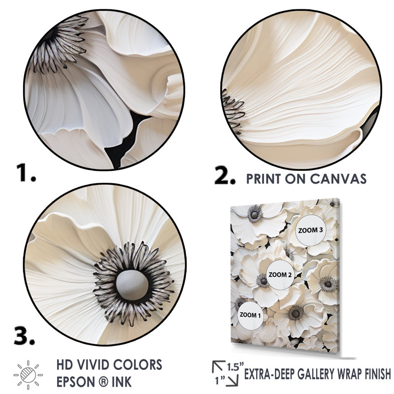 «Vivid Poppy Minimalisme Moments II», reproduction d'art sur toile, Cadre flottant blanc, H 40 po x l 30 po