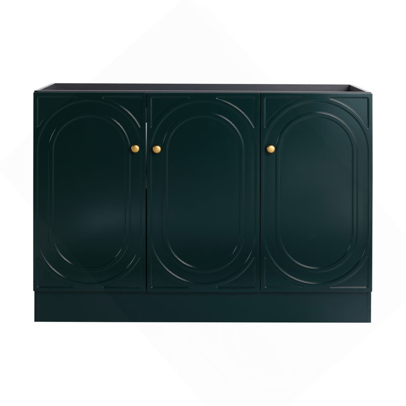 Meuble-lavabo autoportant de 48 po et 3 portes d'armoire à fermeture en douceur - sans le lavabo, Vert foncé