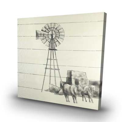 Vintage old texas windmill - 32"x32" art on canvas