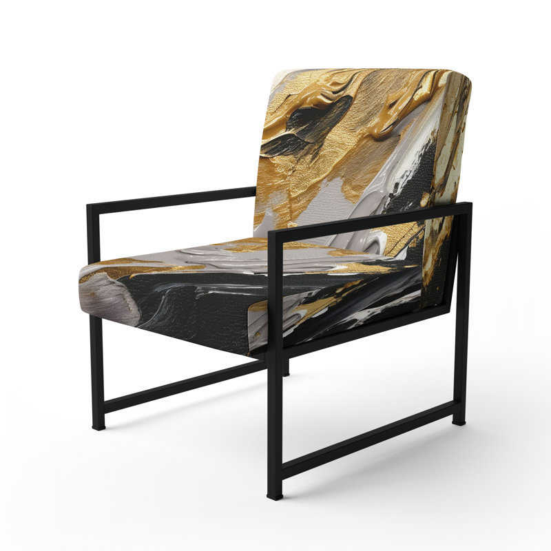 Dreams Of Abundance - Fauteuil rembourré contemporain et or, Noir, noir, noir, noir