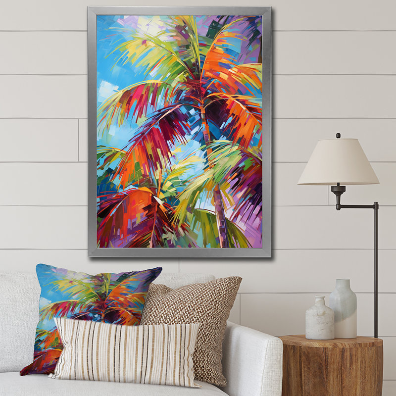 Millart Popart Palm Trees II - Palmiers et palmiers, reproduction d'art encadrée, H 32 po x l 24 po, Cadre photo unique