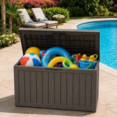 80 Gallon Deck Box, Outdoor Storage Box for Patio Furniture, Patio Cushions, Gardening Tools, Pool Supplies 660lbs Weight Capacity, Waterproof Resin Storage Boxes
