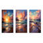 «Beachside Sunset Horizon I», ensemble de 3 impressions sur la plage côtière-923041861