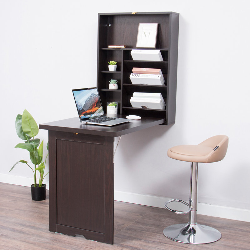 Aceves Floating Desk, Black Walnut, 60" H x 24" W x 31" D